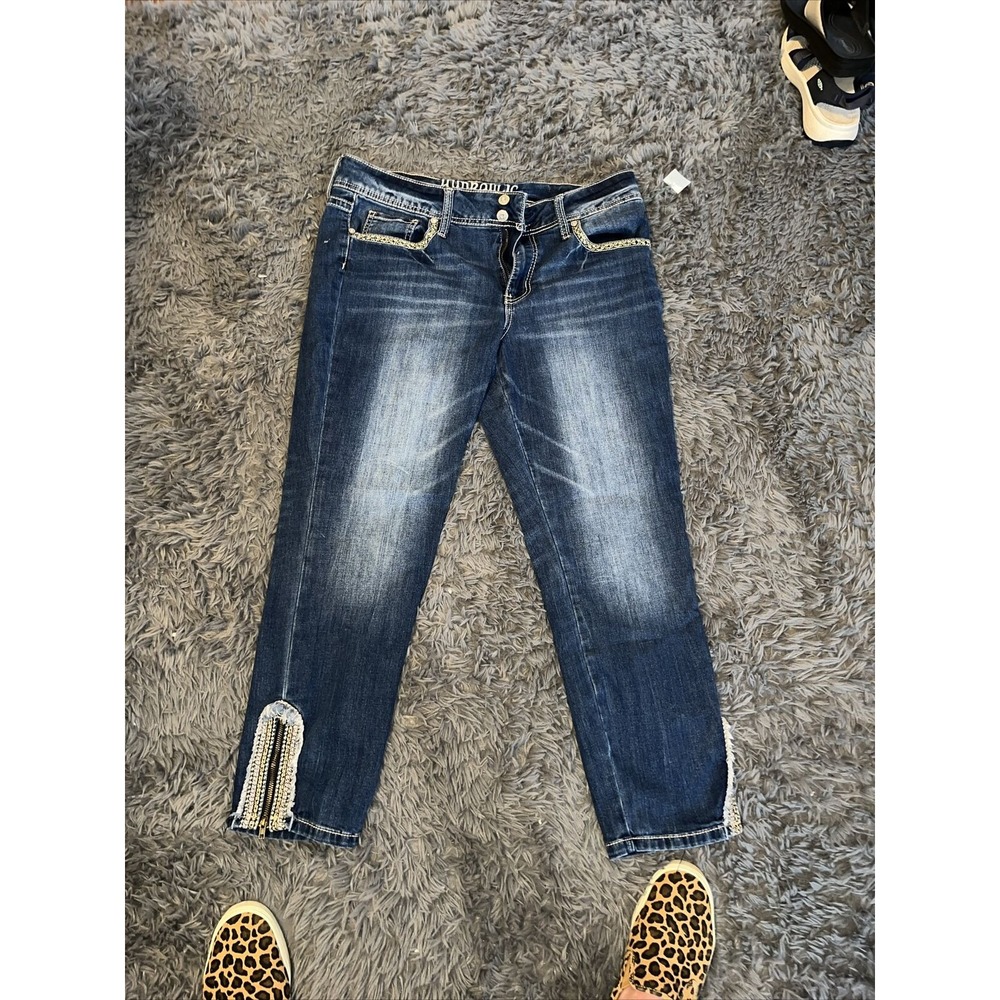 Hydraulic Jeans Capri Womens‎ sz 12  Nolita Embroidered Mid Rise Denim